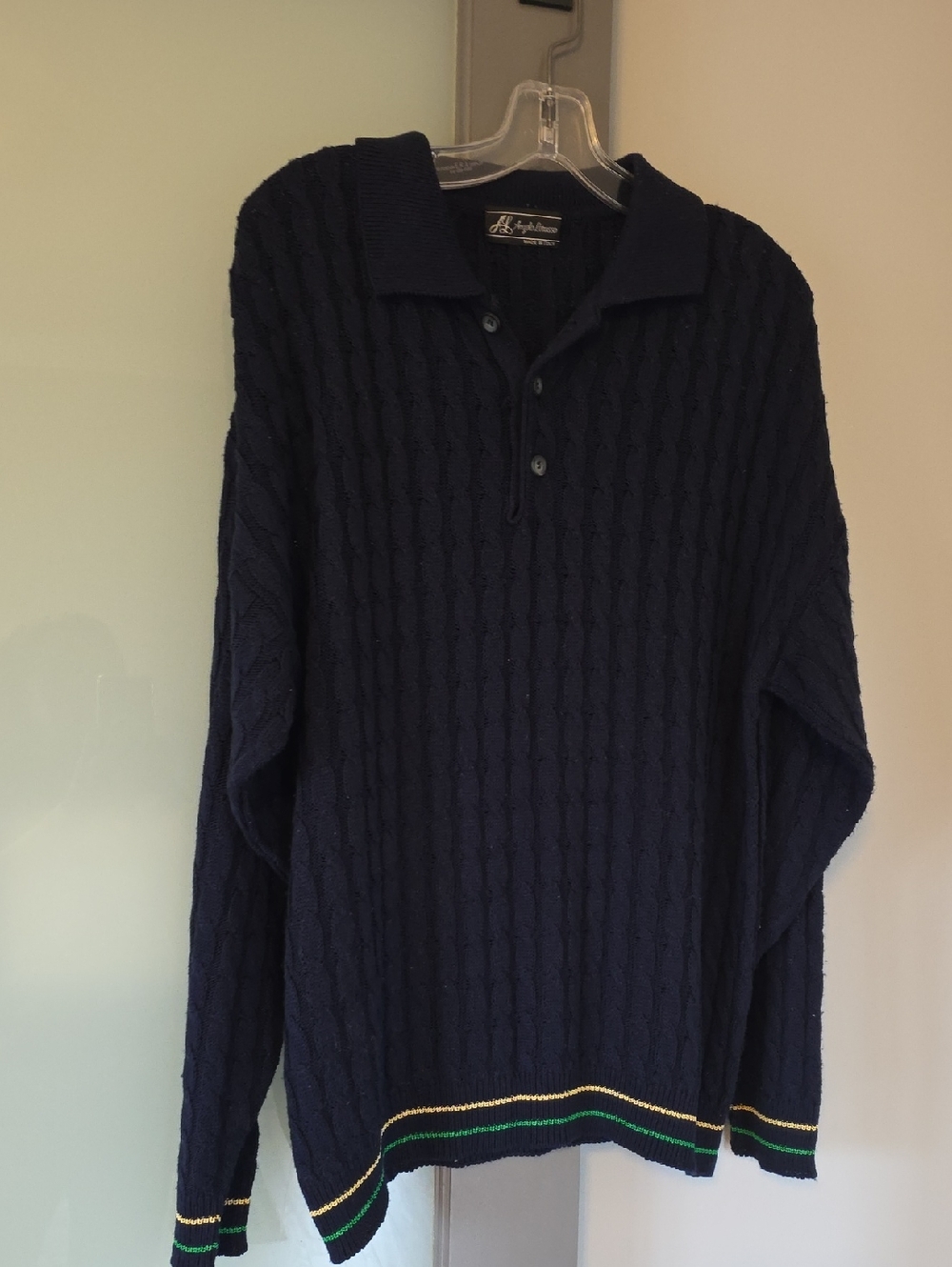 Angelo Lorusso Made In Italy Size L Cotton Blend Cable Knit Sweater